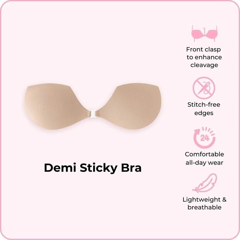 BOOMBA Demi Sticky Bra Beige Size F Strapless Adhesive Silicone NEW open box - Picture 6 of 6
